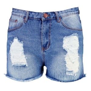 Plus Jessica High Waist Distressed Denim Shorts